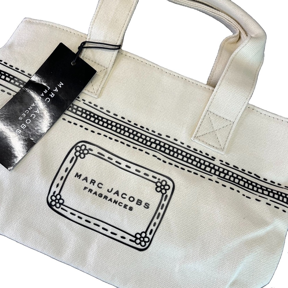 Marc Jacobs Canvas Mini Tote Bag Fragrances Cream Purse Open Top Cotton NWT